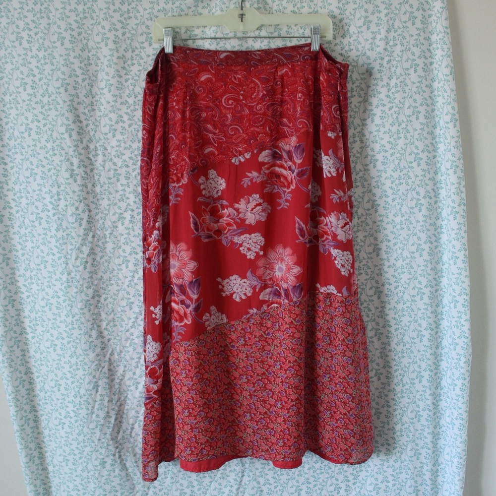Requirements Red Floral Maxi Skirt